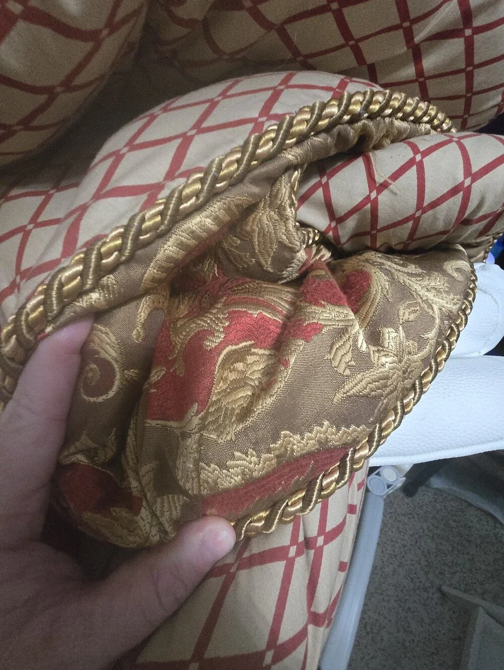 Austin Horn Botticelli Jacquard Comforter Set in Red and Gold